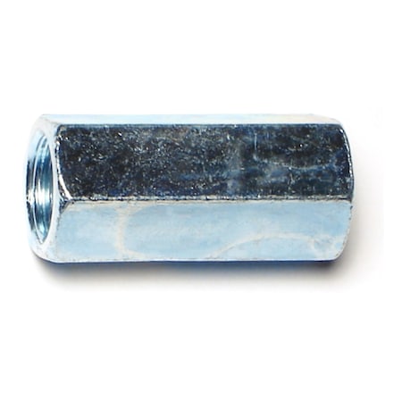 Midwest Fastener Coupling Nut, 7/16"-20, Steel, Grade 2, Zinc Plated, 1-1/4 in Lg, 9/16 in Hex Wd, 5 PK 76245